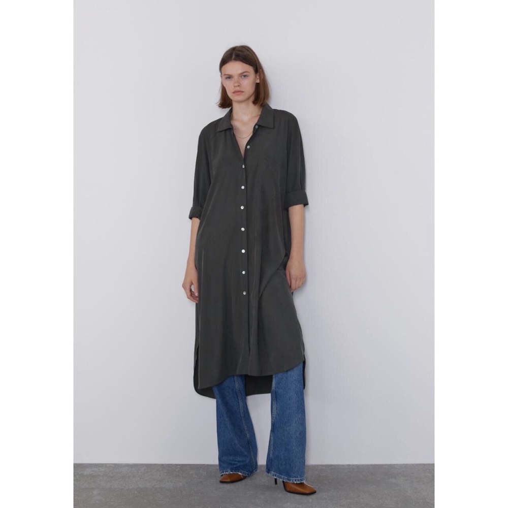 NWT Khaki green shirt dress